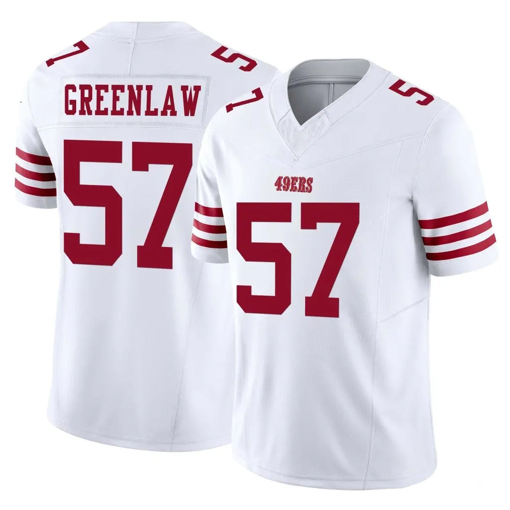 Ndoa SF.49ers #57 Dre Greenlaw Player White Limited Vapor F.U.S.E. Home Game Stitched Jerseys