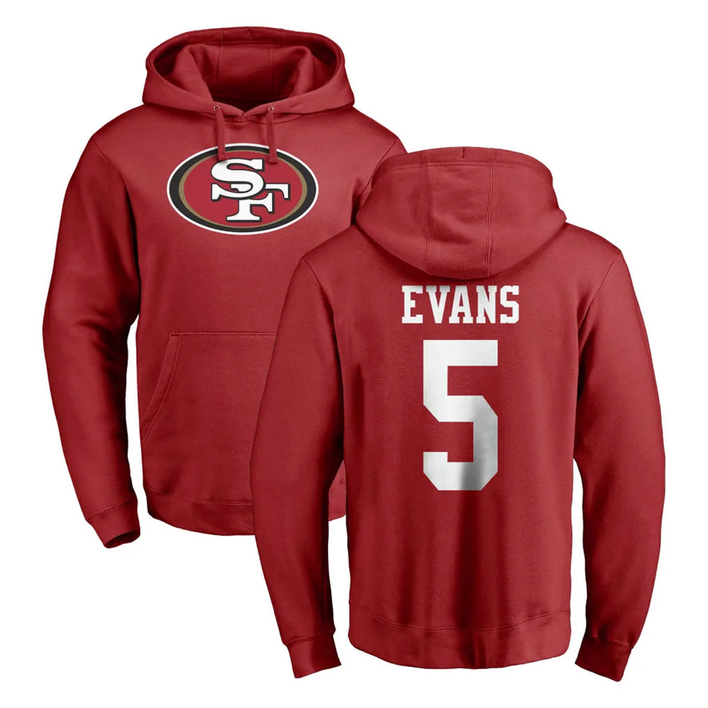 Ndoa SF.49ers #5 Mike Evans Player Red LOGO Pullover Hoodies Home Game Stitched Jerseys