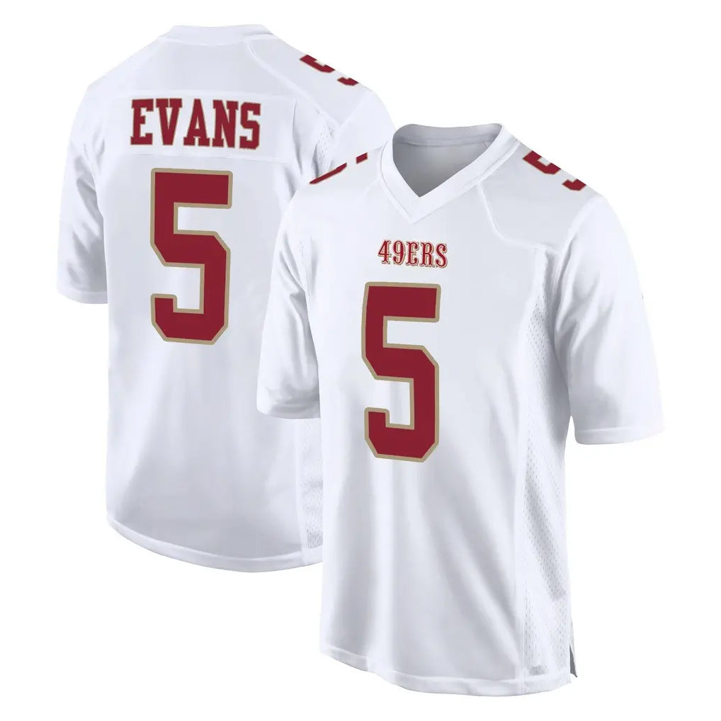 Ndoa SF.49ers #5 Mike Evans Player White Fashion Home Game Stitched Jerseys