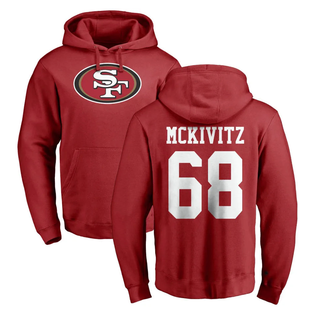 Ndoa SF.49ers #68 Colton McKivitz Player Red LOGO Pullover Hoodies Home Game Stitched Jerseys