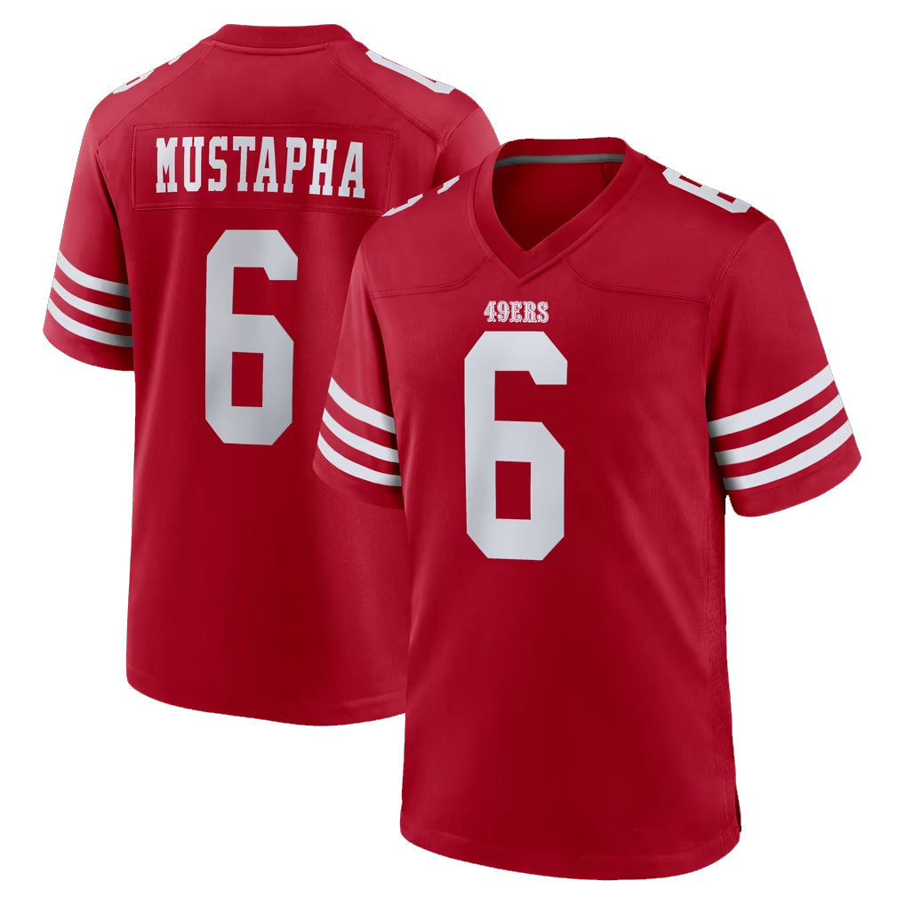 Ndoa SF.49ers #6 Malik Mustapha Player Red Game Home Stitched Jerseys