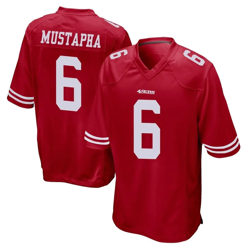 Ndoa SF.49ers #6 Malik Mustapha Player Red Home Game Stitched Jerseys