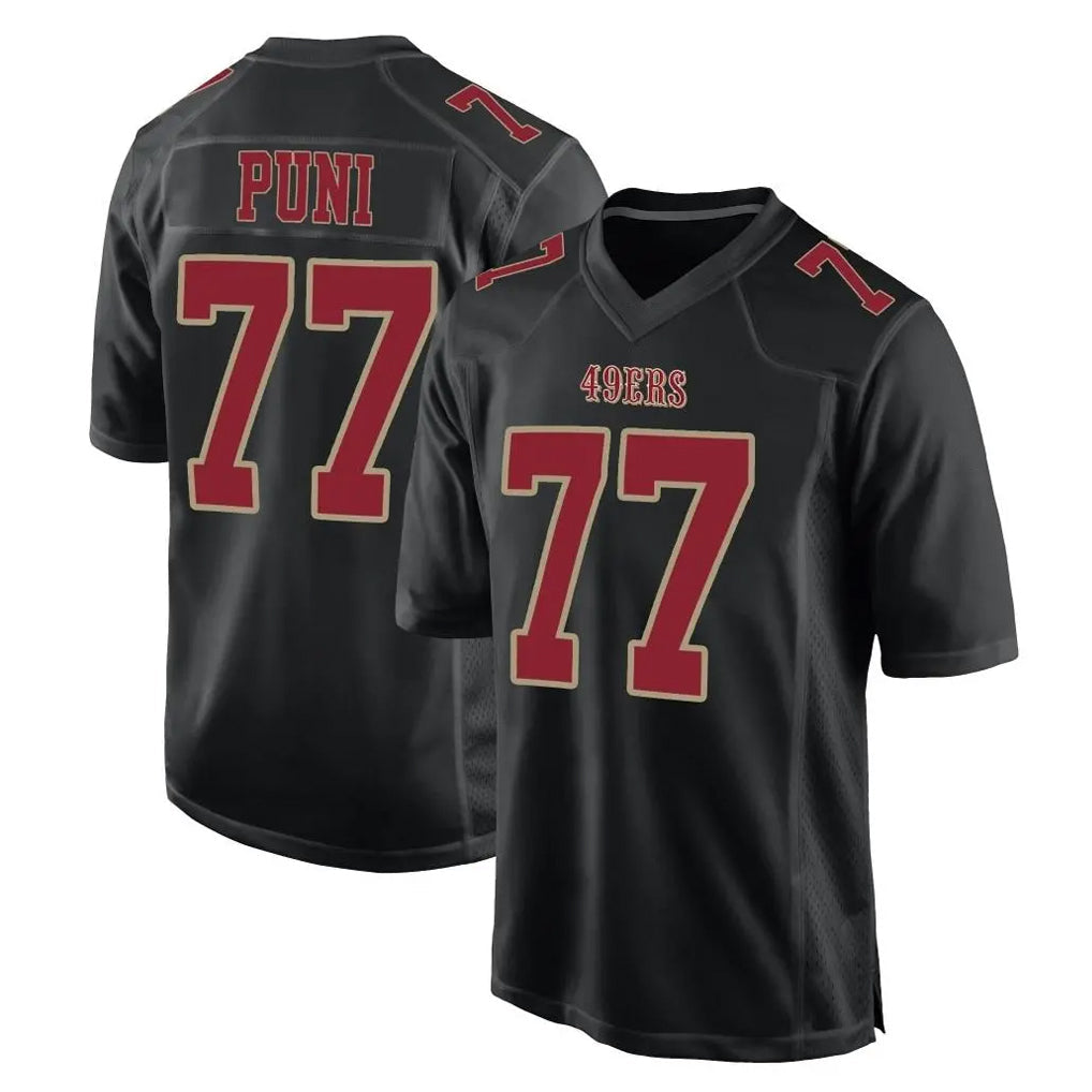 Ndoa SF.49ers #77 Dominick Puni Player Black Fashion Home Game Stitched Jerseys