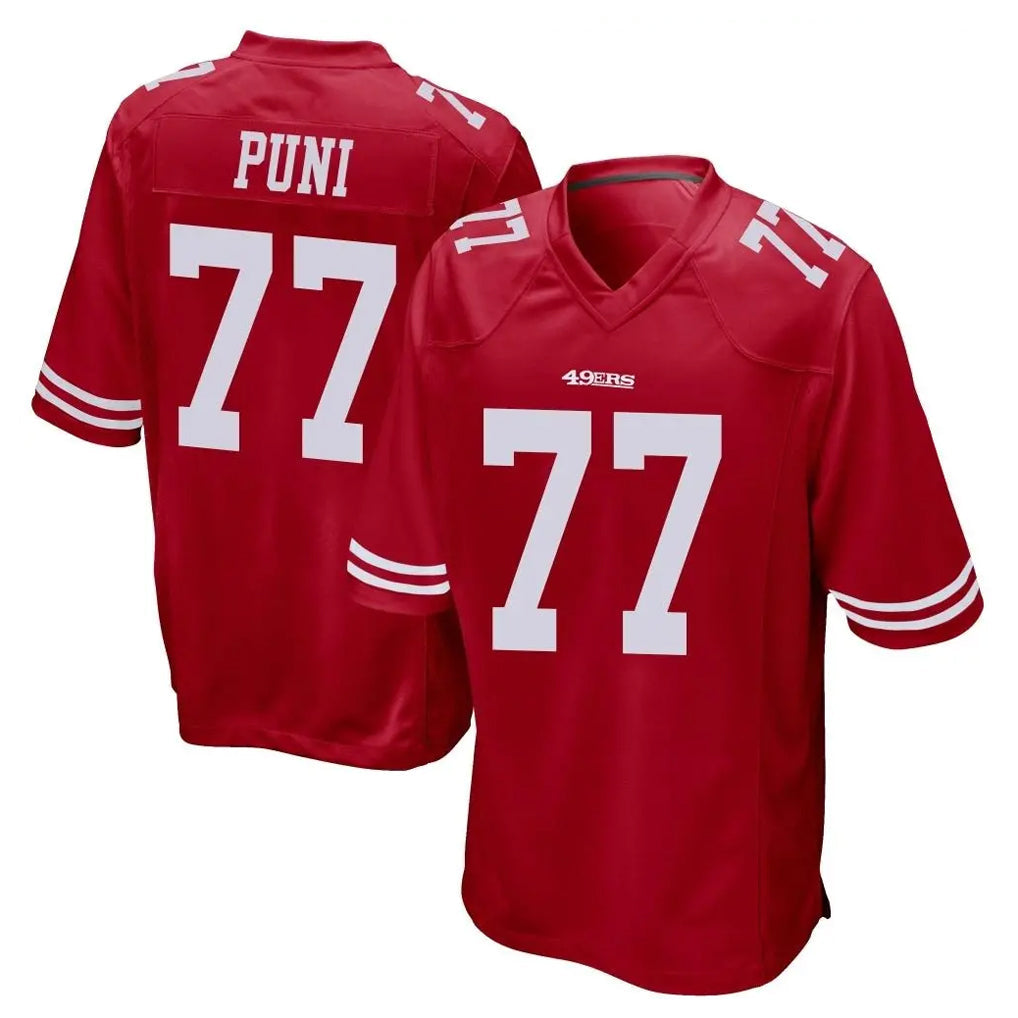 Ndoa SF.49ers #77 Dominick Puni Player Red Home Game Stitched Jerseys
