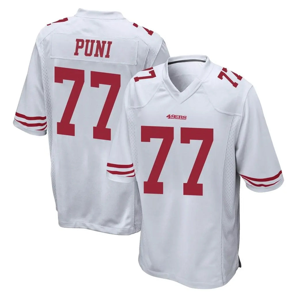 Ndoa SF.49ers #77 Dominick Puni Player White Home Game Stitched Jerseys