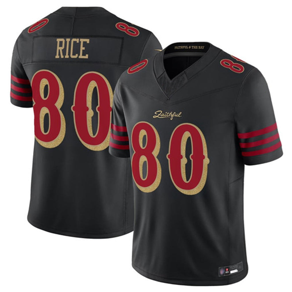 Ndoa SF.49ers #80 Jerry Rice Player Black Vapor F.U.S.E. Limited Stitched Jerseys