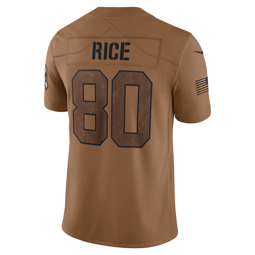 Ndoa SF.49ers #80 Jerry Rice Player Brown Salute To Service Limited Stitched Jerseys
