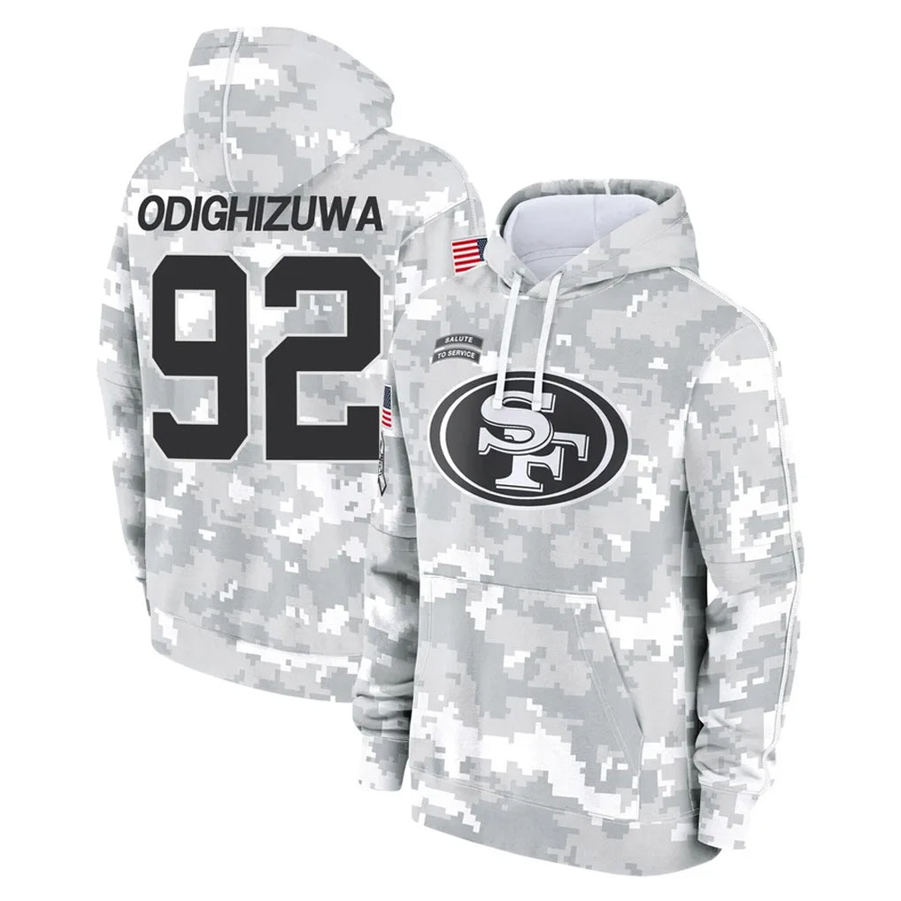 Ndoa SF.49ers #92 Osa Odighizuwa Player Arctic Camo Limited Salute to Service Pullover Hoodies Game Stitched Jerseys