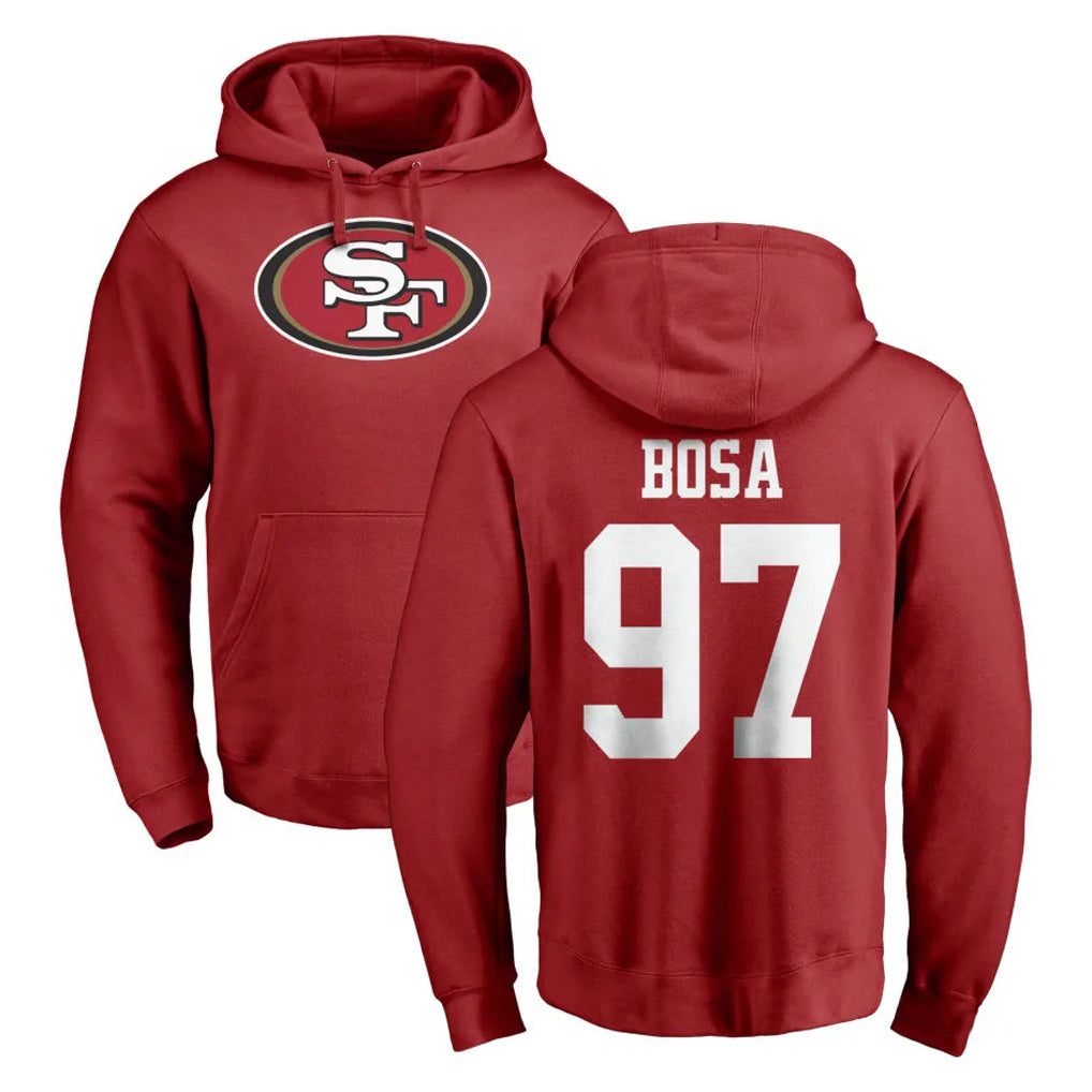 Ndoa SF.49ers #97 Nick Bosa Player Red LOGO Pullover Hoodies Home Game Stitched Jerseys