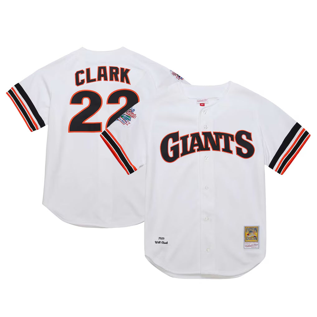 Ndoa SF.Giants #22 Will Clark Player White Mitchell & Ness Cooperstown Collection 1989 Limited Stitched Jerseys