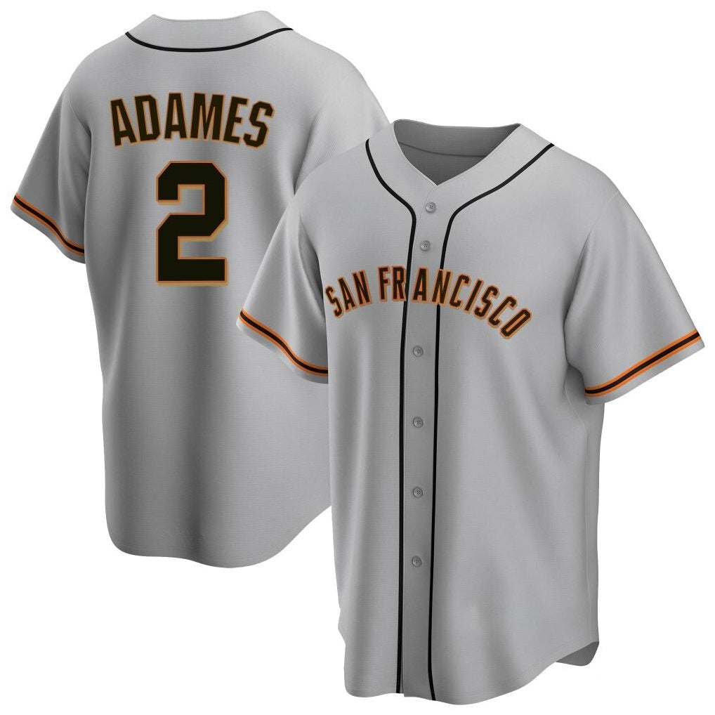 Ndoa SF.Giants #2 Willy Adames Player Gray Home Game Stitched Jerseys