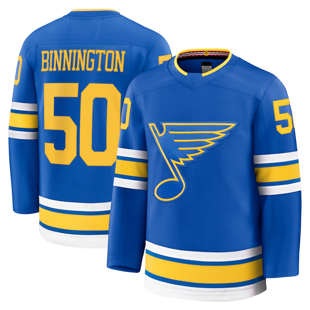 Ndoa St.L.Blues #50 Jordan Binnington Blue Home Premium Player Jerseys