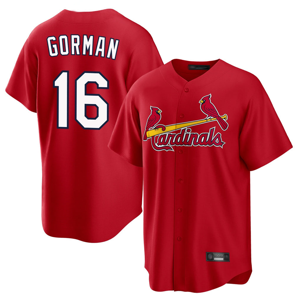 Ndoa St. Louis Cardinals #16 Nolan Gorman Player Red Home Game Stitched Jerseys