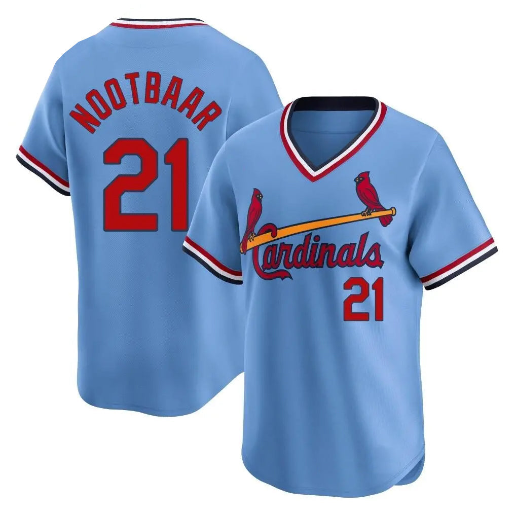 Ndoa St. Louis Cardinals #21 Lars Nootbaar Player Light Blue City Connect Home T-shirt Stitched Jerseys