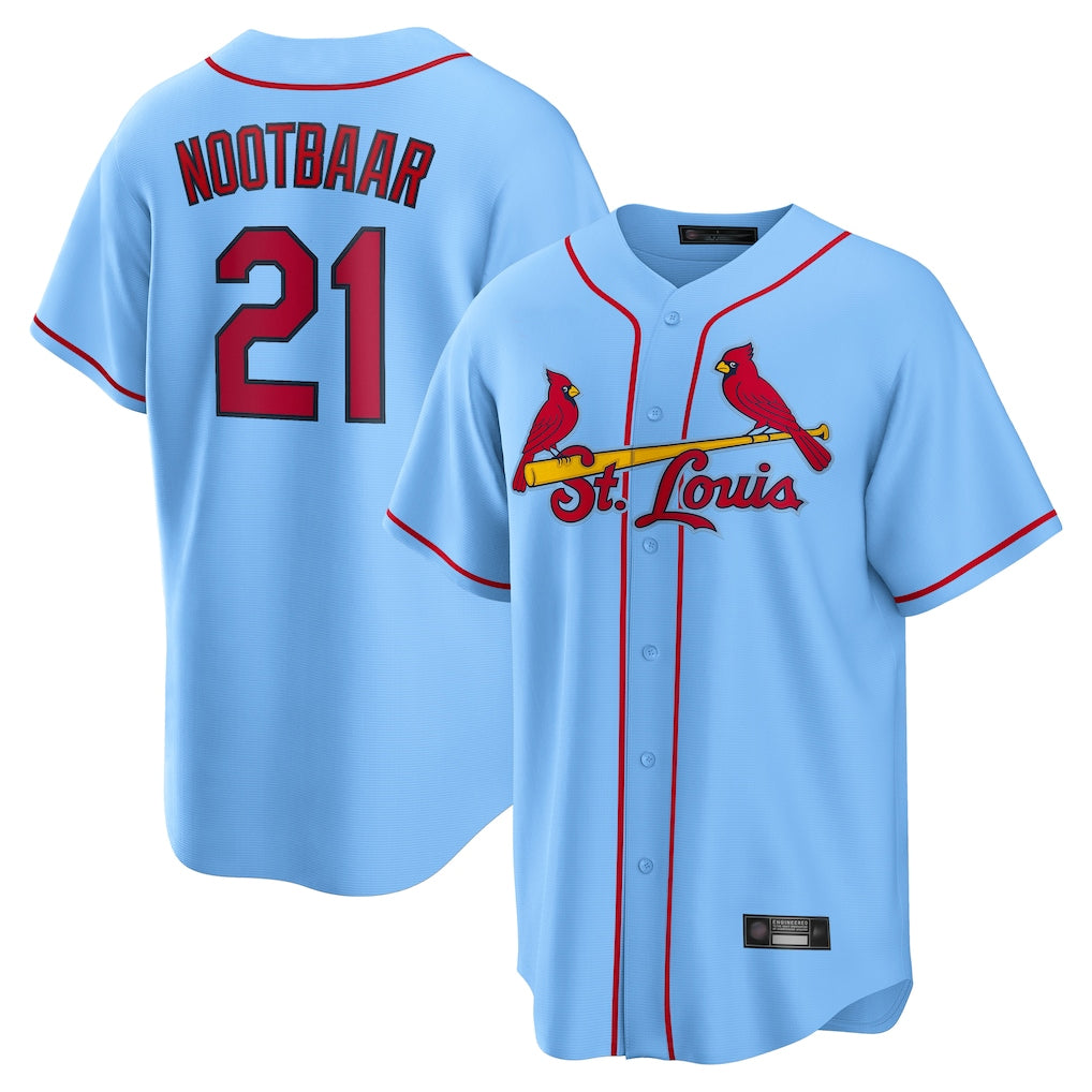 Ndoa St. Louis Cardinals #21 Lars Nootbaar Player Light Blue Home Game Stitched Jerseys