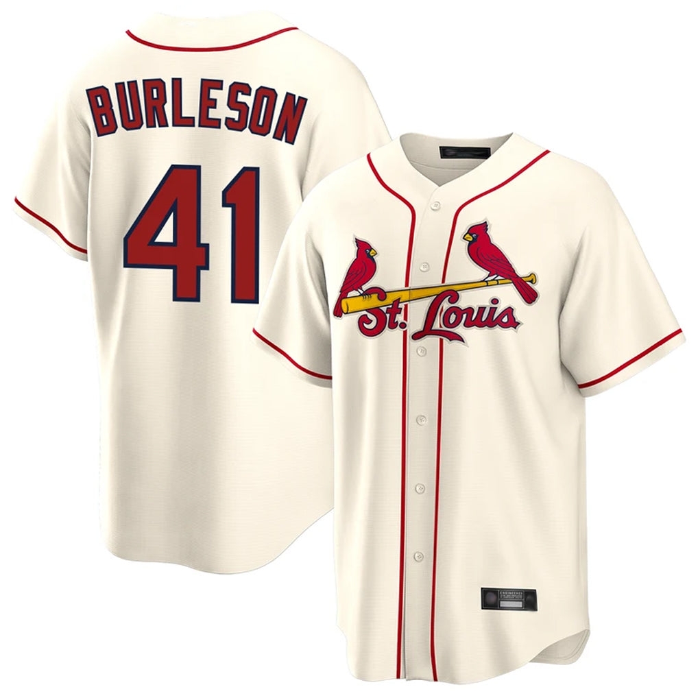 Ndoa St. Louis Cardinals #41 Alec Burlesona Player Cream Home Game Stitched Jerseys