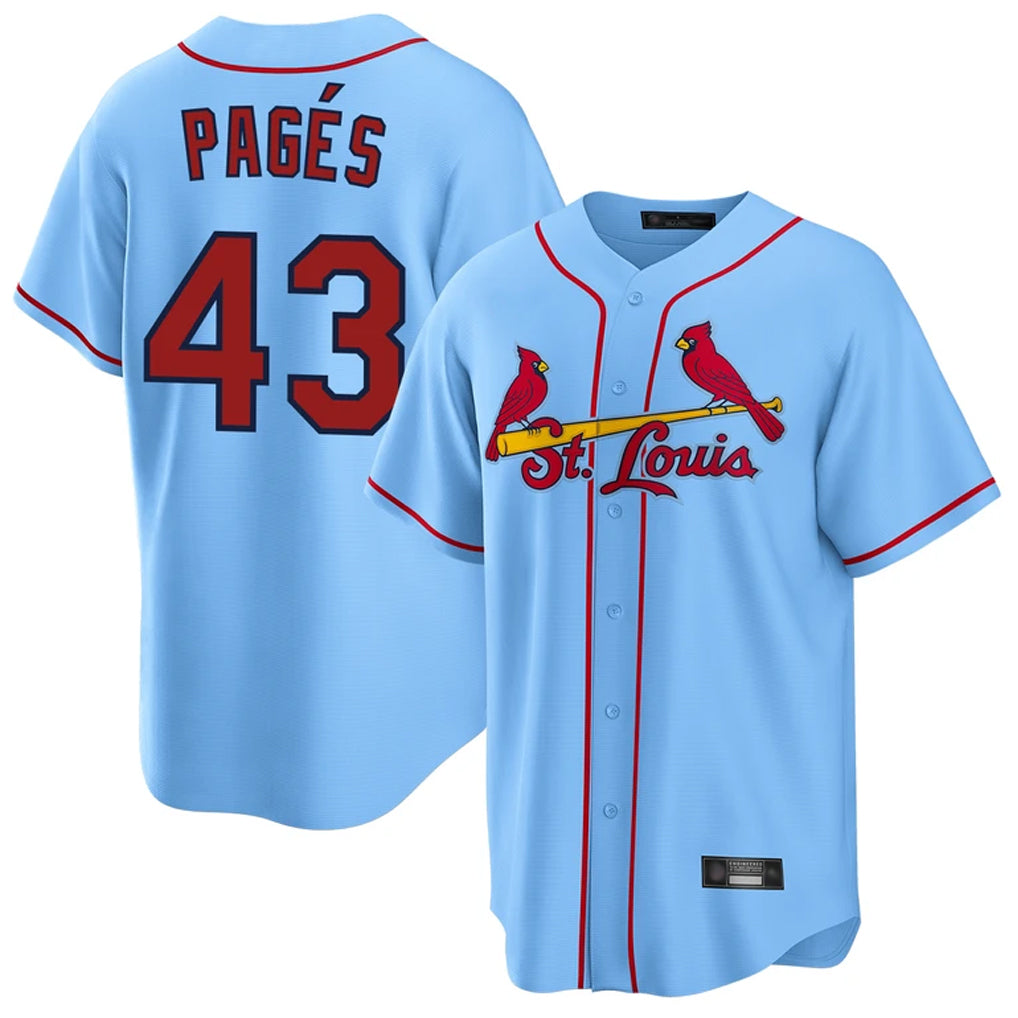 Ndoa St. Louis Cardinals #43 Pedro Pages Player Light Blue Home Game Stitched Jerseys