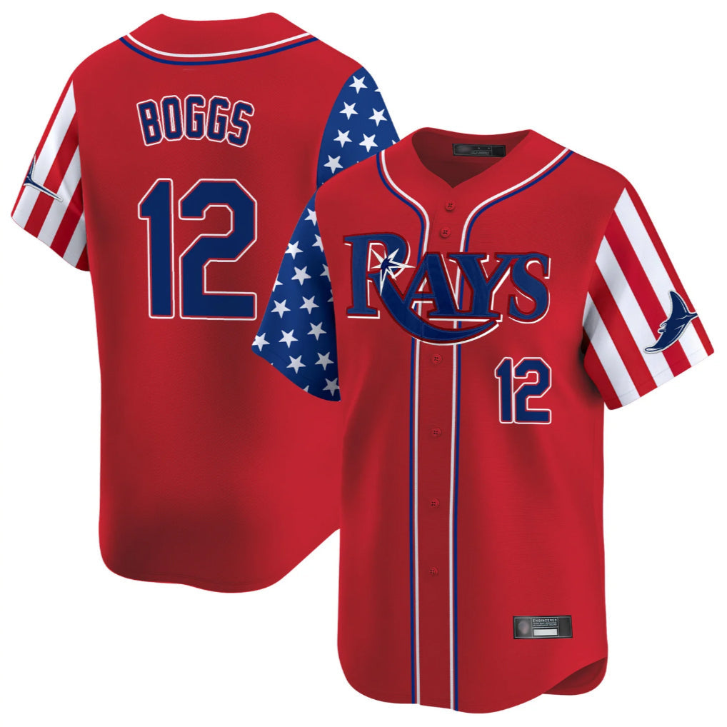 Ndoa TB.Rays #12 Wade Boggs Player Red 2025 Independence Day Vapor Premier Limited Stitched Jerseys