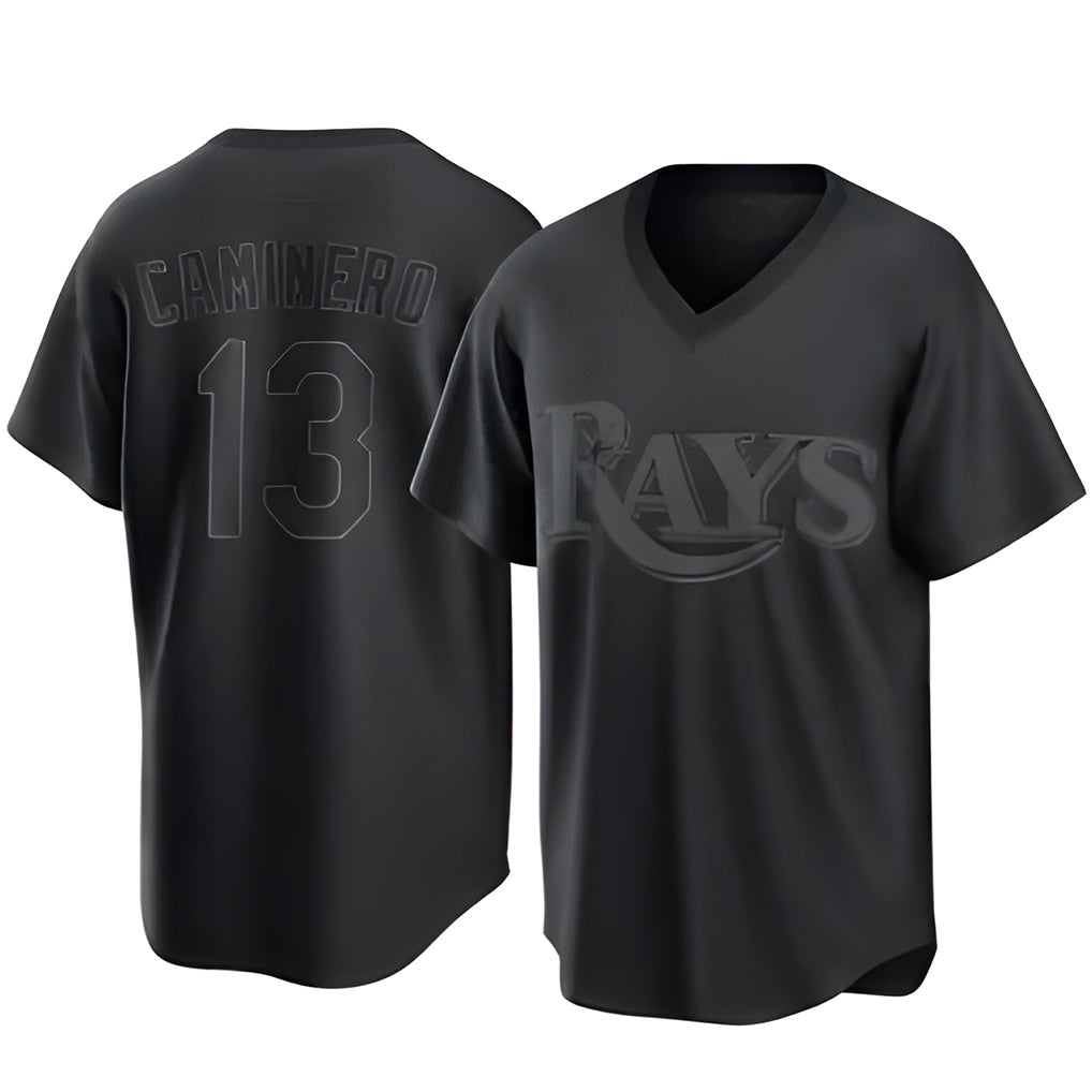 Ndoa TB.Rays #13 Junior Caminero Player Black Home Game Stitched Jerseys