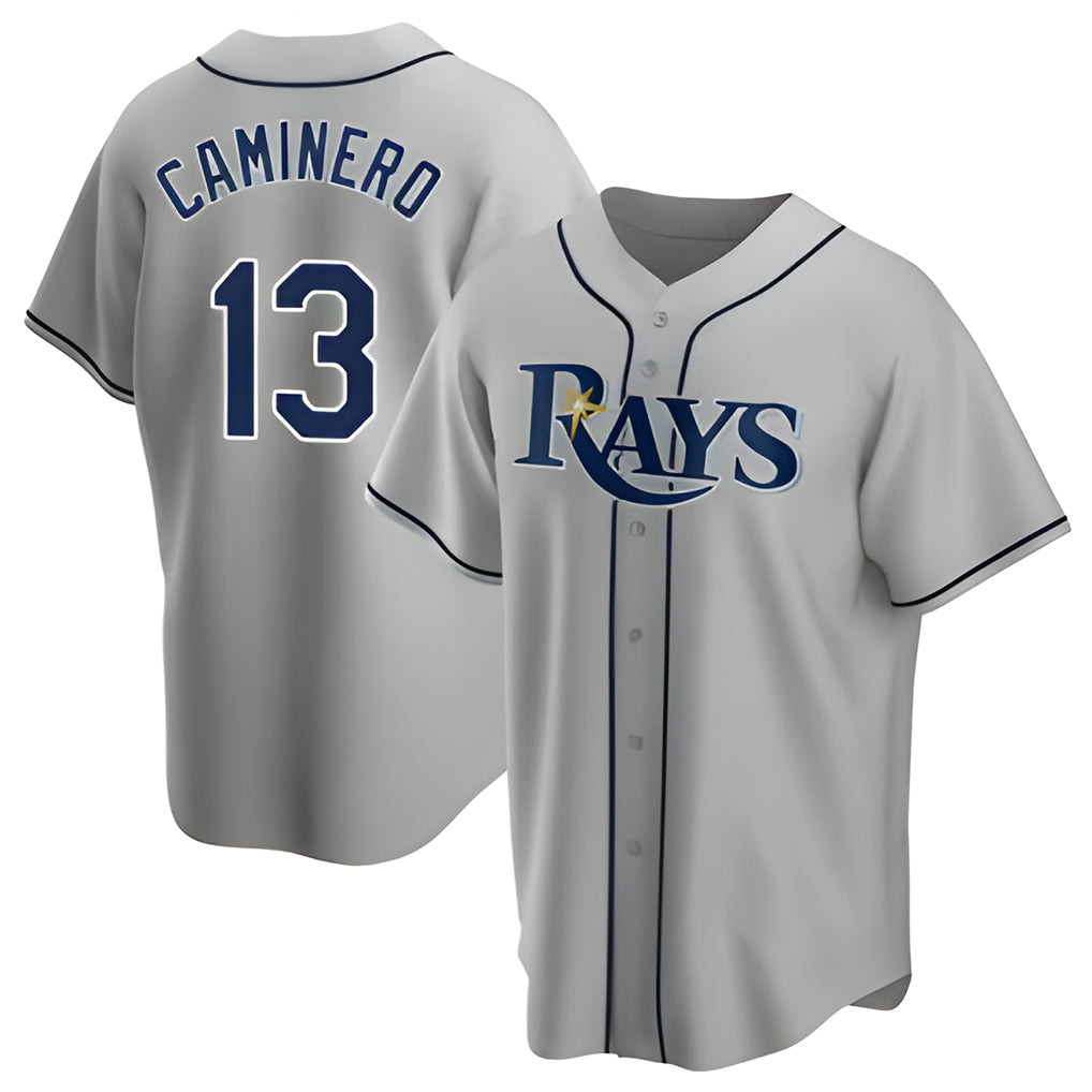 Ndoa TB.Rays #13 Junior Caminero Player Gray Home Game Stitched Jerseys