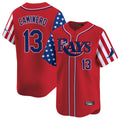 Ndoa TB.Rays #13 Junior Caminero Player Red 2025 Independence Day Vapor Premier Limited Stitched Jerseys