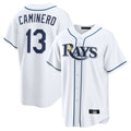 Ndoa TB.Rays #13 Junior Caminero Player White Home Game Stitched Jerseys