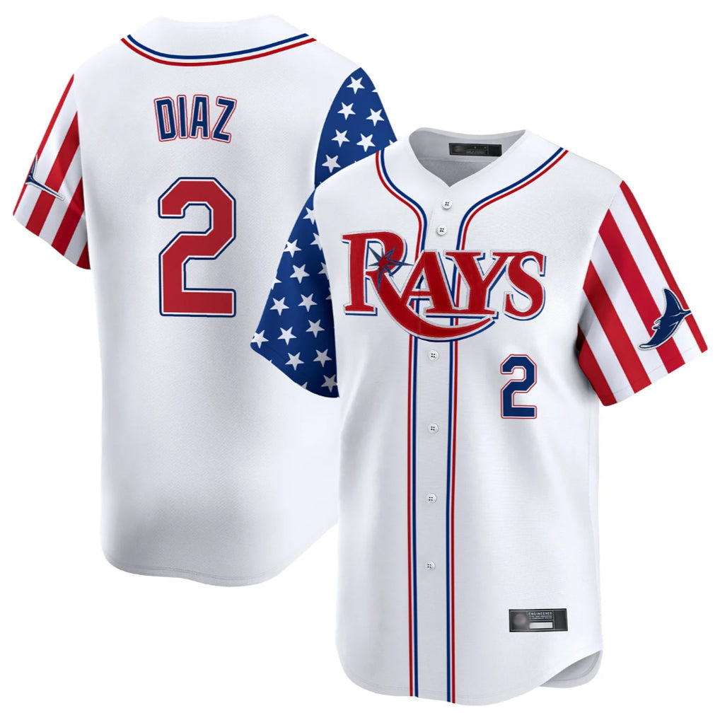 Ndoa TB.Rays #2 Yandy Diaz Player White 2025 Independence Day Vapor Premier Limited Stitched Jerseys