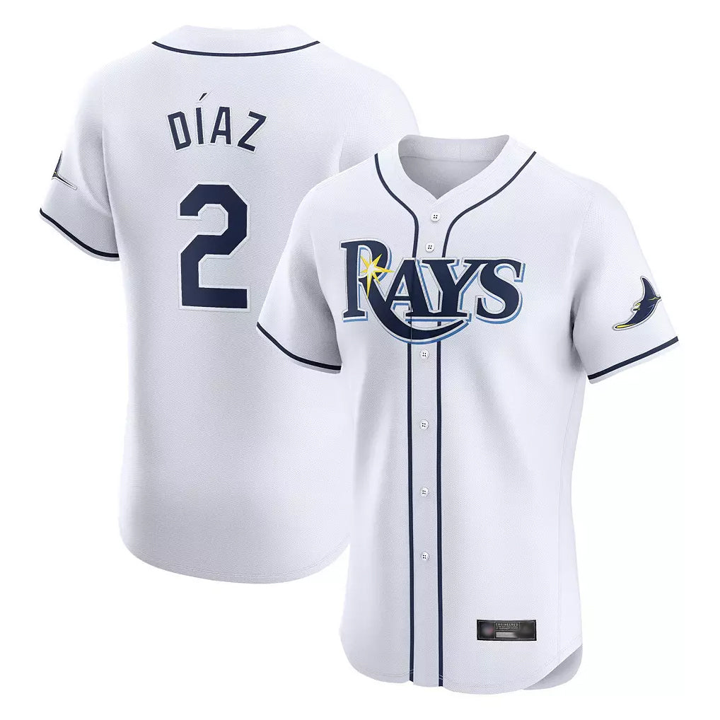 Ndoa TB.Rays #2 Yandy Diaz Player White Home Limited Elite Stitched Jerseys