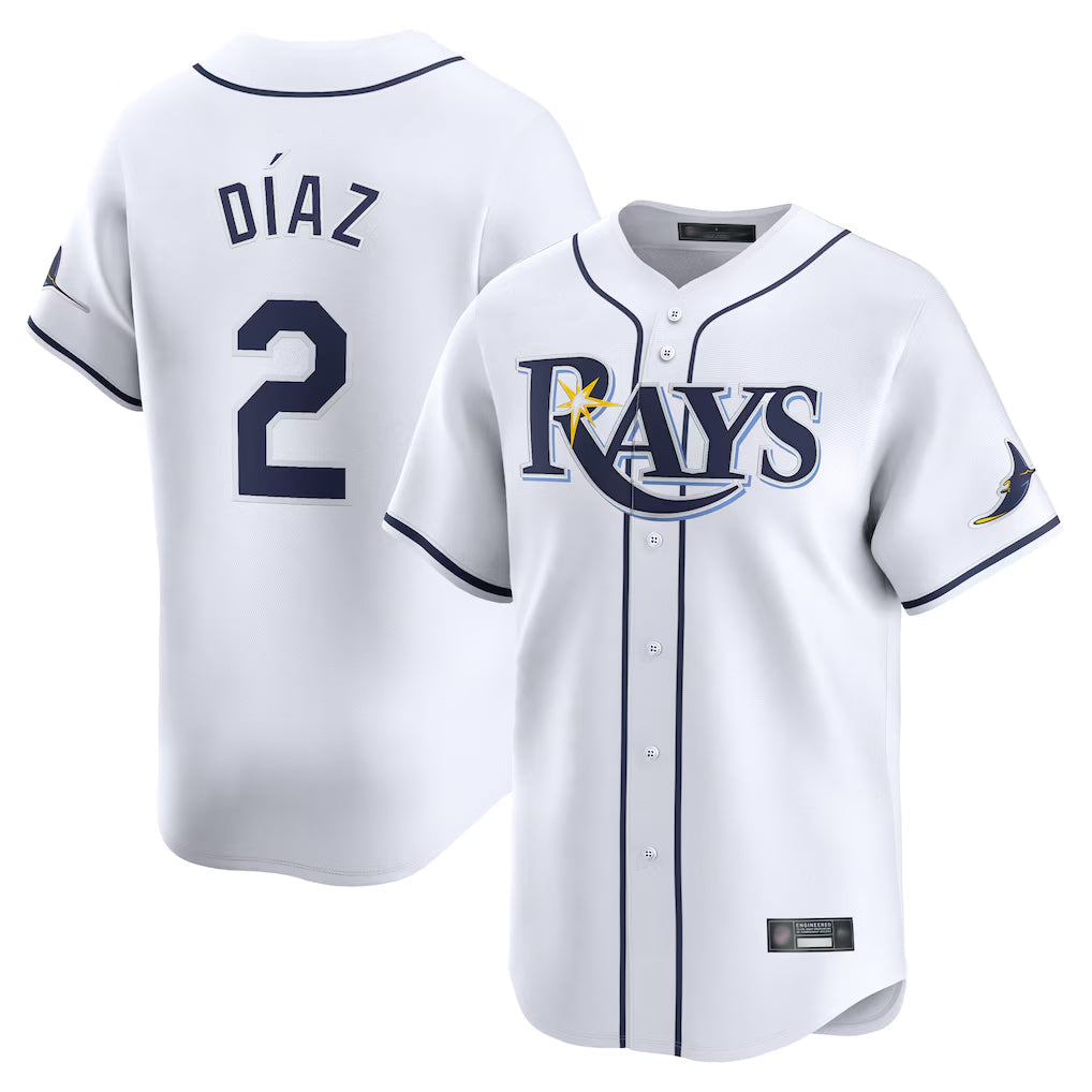 Ndoa TB.Rays #2 Yandy Diaz Player White Home Limited Stitched Jerseys