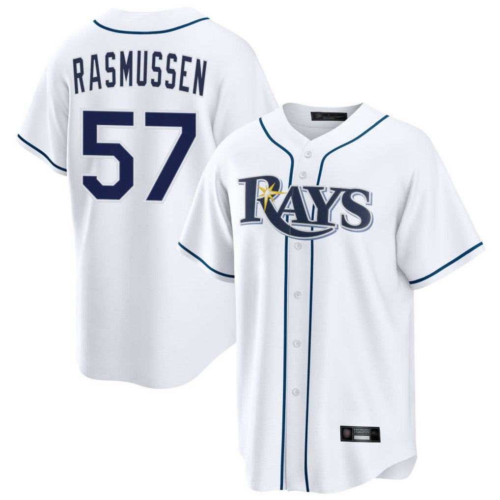 Ndoa TB.Rays #57 Drew Rasmussen Player White Home Game Stitched Jerseys