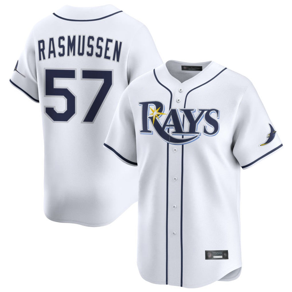Ndoa TB.Rays #57 Drew Rasmussen Player White Home Limited Stitched Jerseys