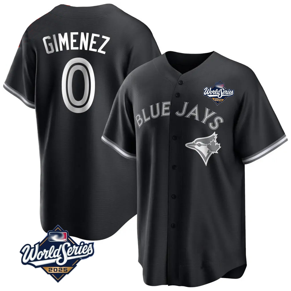Ndoa T.Blue Jays #0 Andres Gimenez Player Black 2025 World Series Game Stitched Jerseys