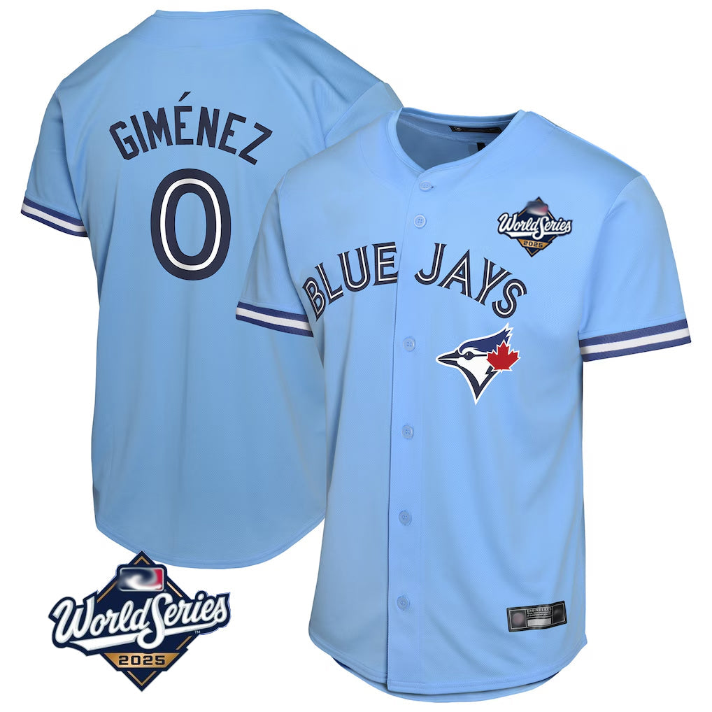 Ndoa T.Blue Jays #0 Andres Gimenez Player Blue 2025 World Series Game Stitched Jerseys
