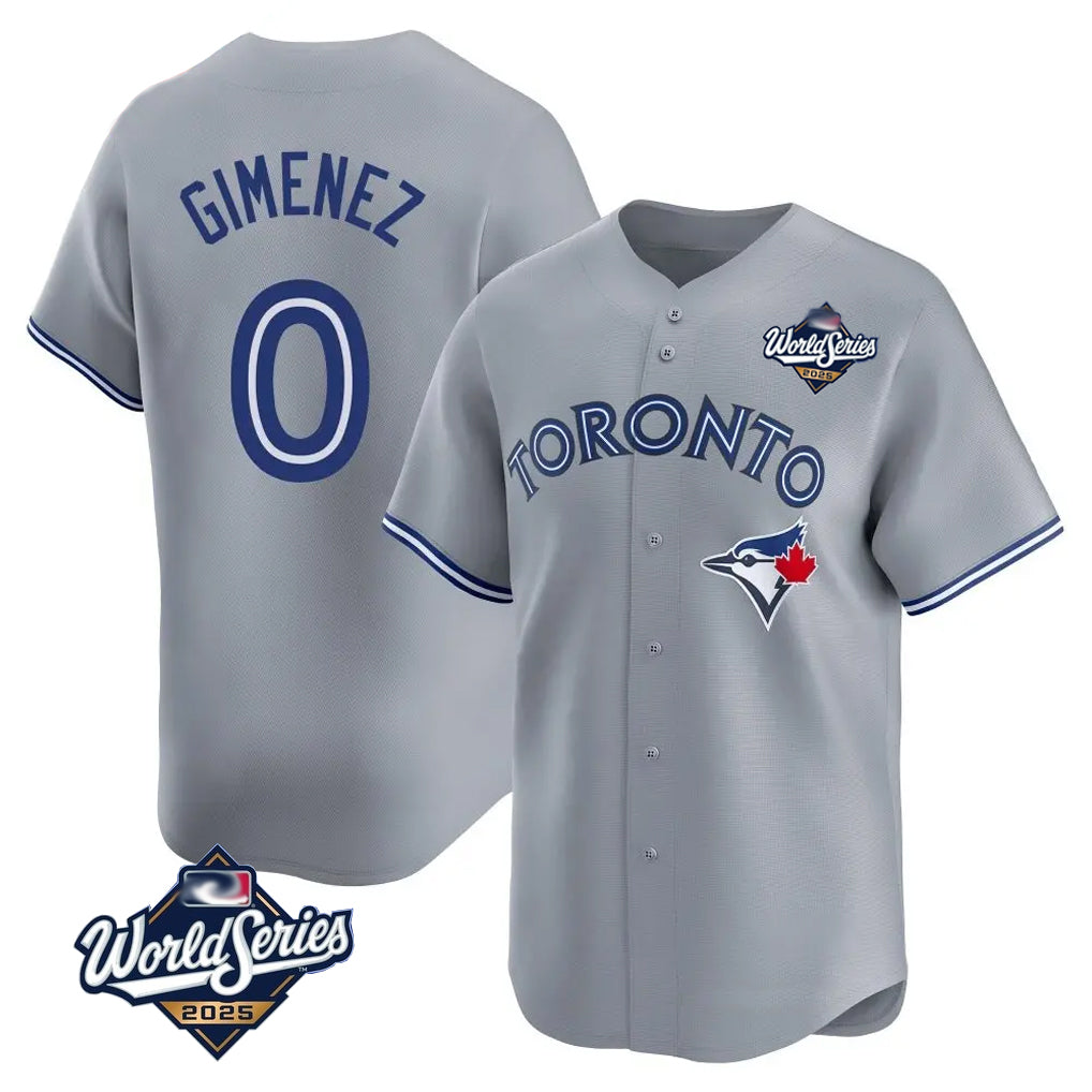 Ndoa T.Blue Jays #0 Andres Gimenez Player Gray 2025 World Series Game Stitched Jerseys
