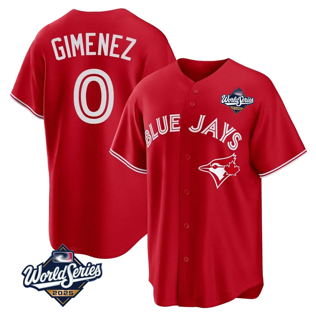 Ndoa T.Blue Jays #0 Andres Gimenez Player Red 2025 World Series Limited Stitched Jerseys