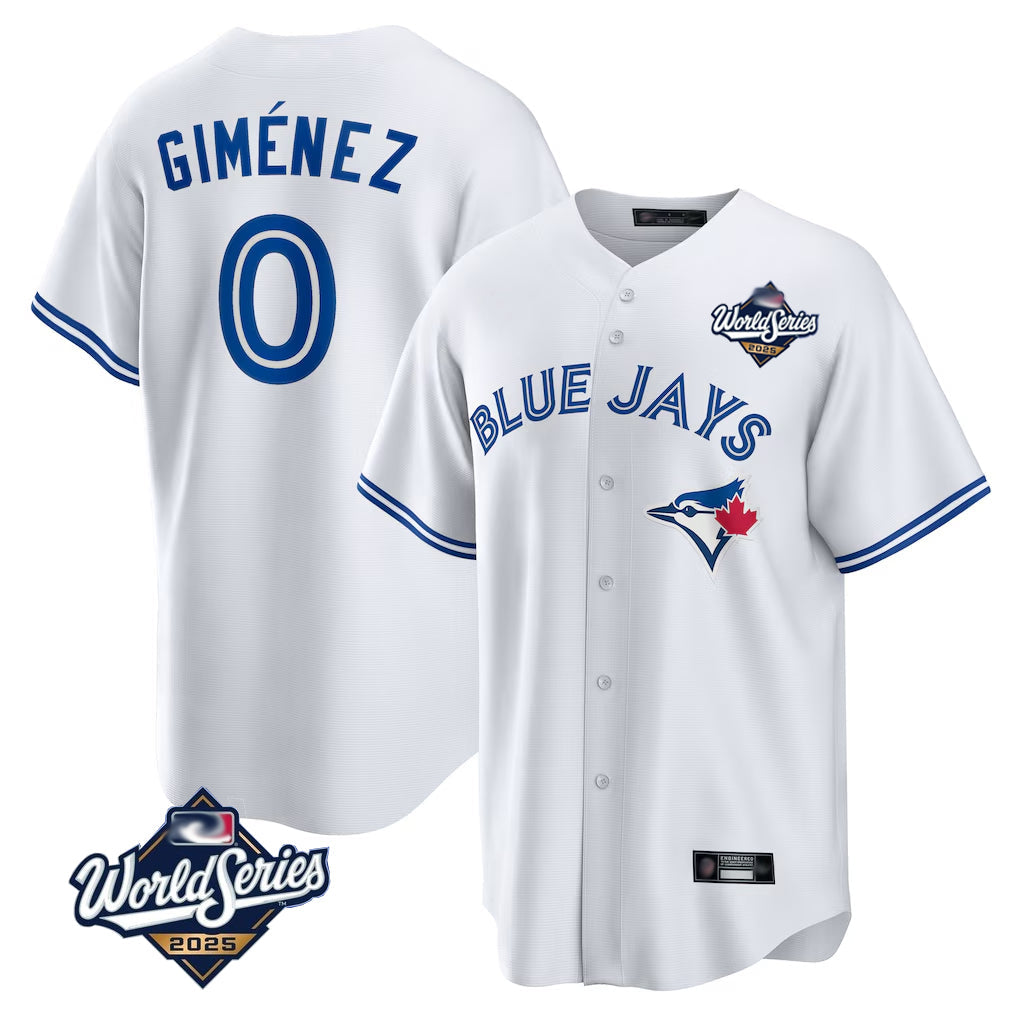 Ndoa T.Blue Jays #0 Andres Gimenez Player White 2025 World Series Game Stitched Jerseys