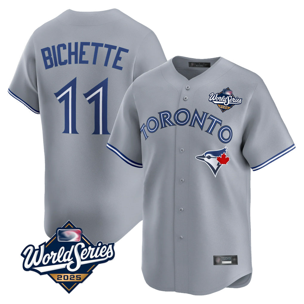 Ndoa T.Blue Jays #11 Bo Bichette Player Gray 2025 World Series Limited Home Stitched Jerseys