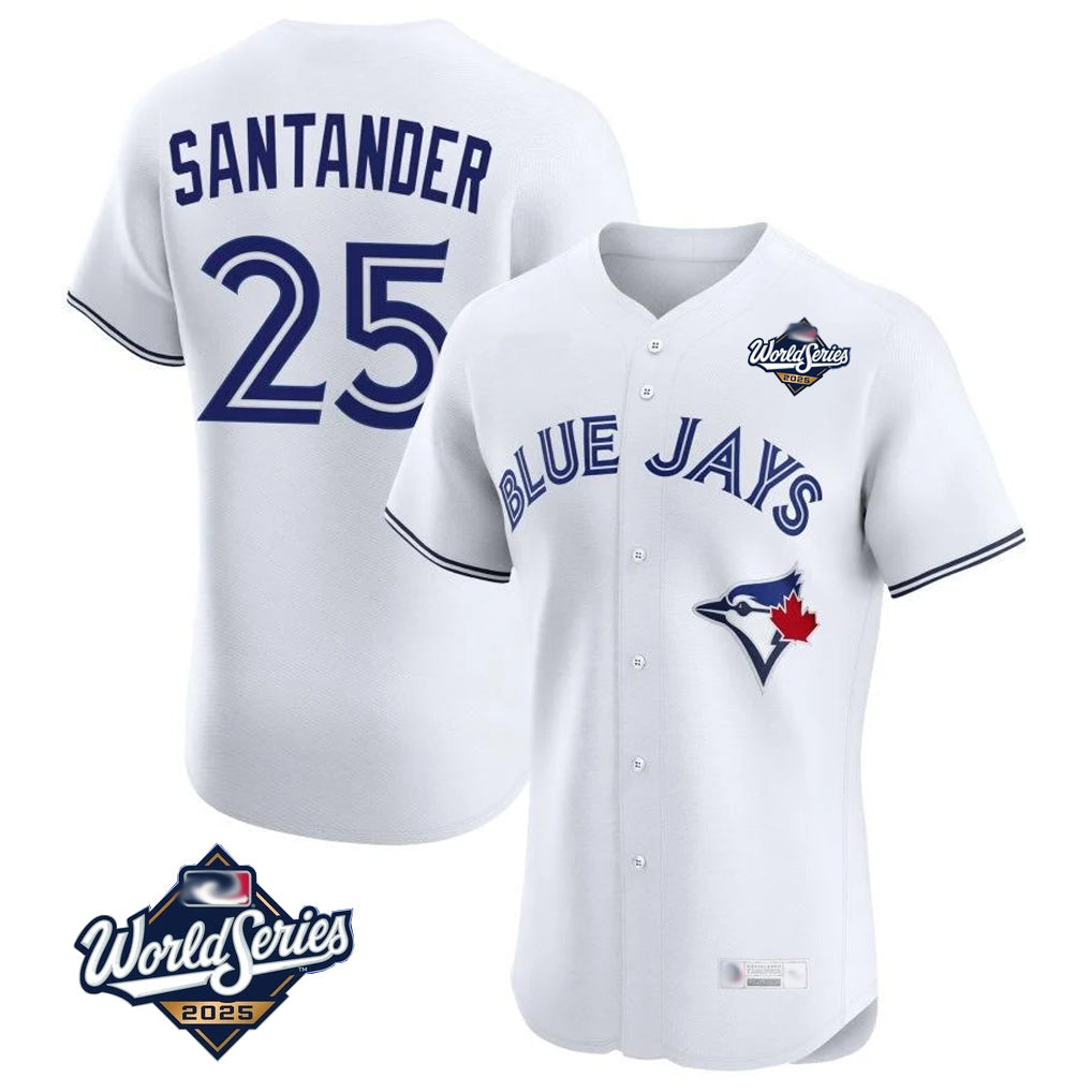 Ndoa T.Blue Jays #25 Anthony Santander Player White 2025 World Series Elite Limited Home Stitched Jerseys