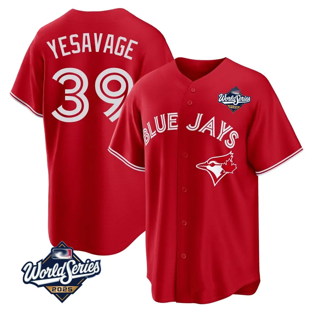 Ndoa T.Blue Jays #39 Trey Yesavage Player Red 2025 World Series Game All Stitched Jerseys