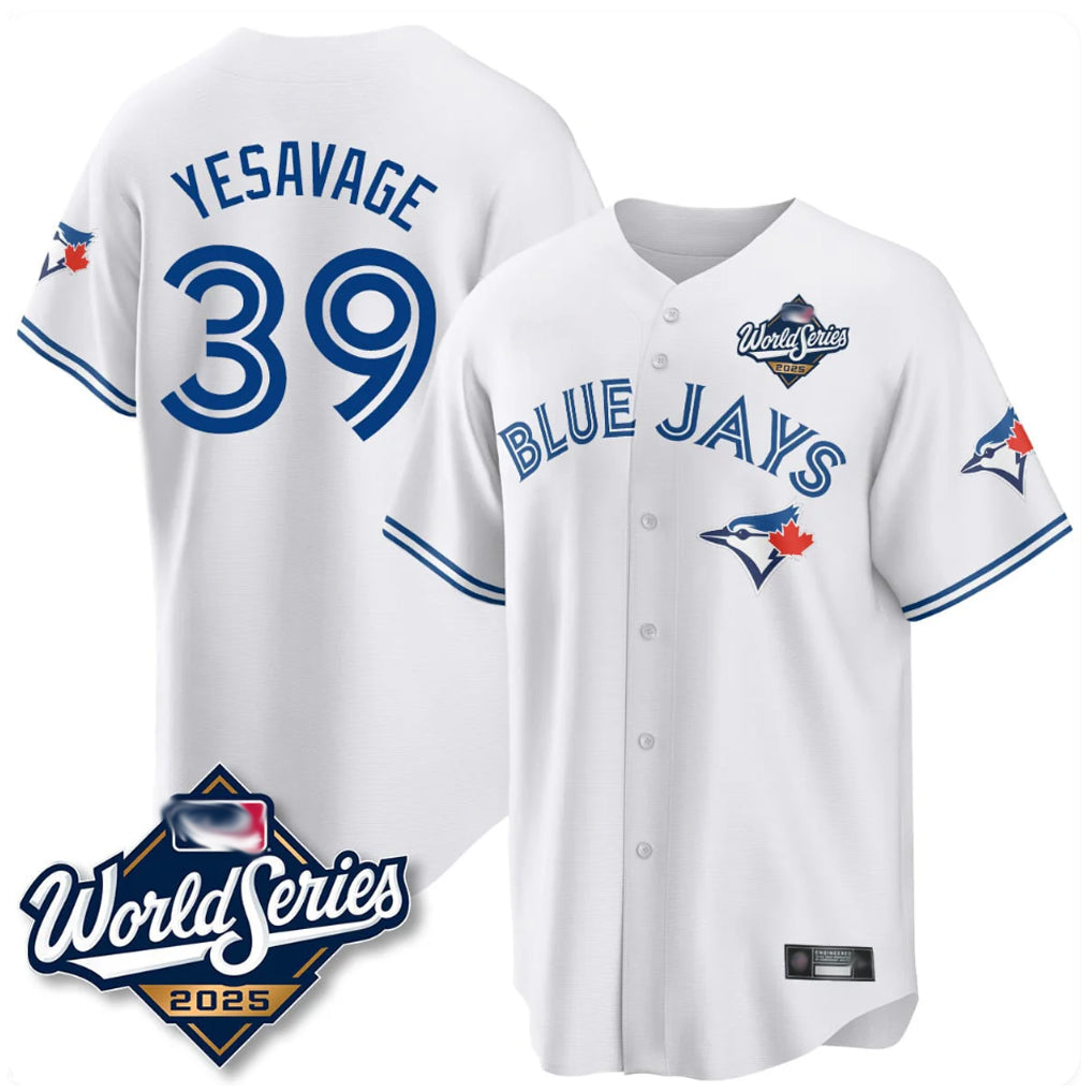 Ndoa T.Blue Jays #39 Trey Yesavage Player White 2025 World Series Game All Stitched Jerseys