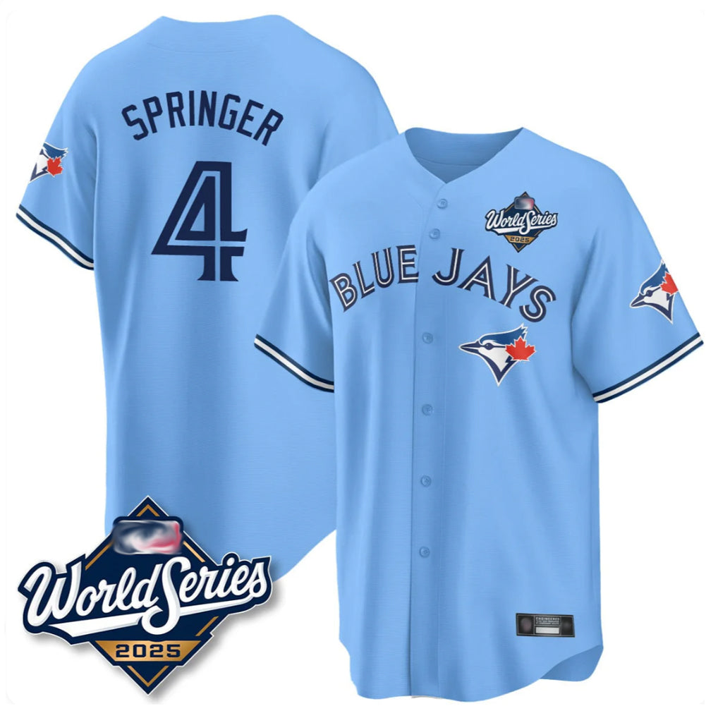 Ndoa T.Blue Jays #4 George Springer Player Blue 2025 World Series Limited Stitched Jerseys