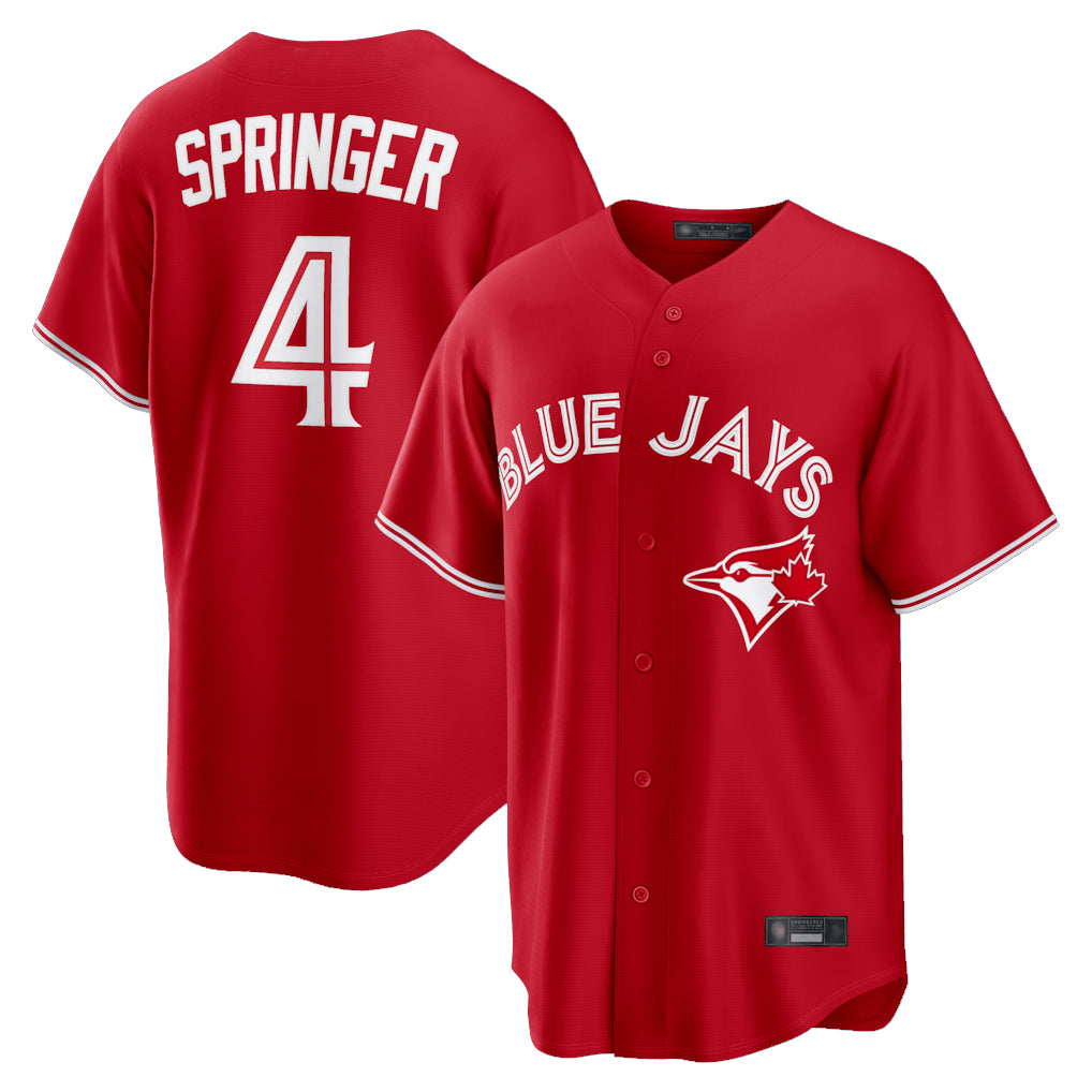 Ndoa T.Blue Jays #4 George Springer Player Red Home Game Stitched Jerseys