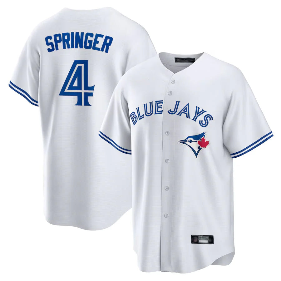 Ndoa T.Blue Jays #4 George Springer Player White Home Game Stitched Jerseys