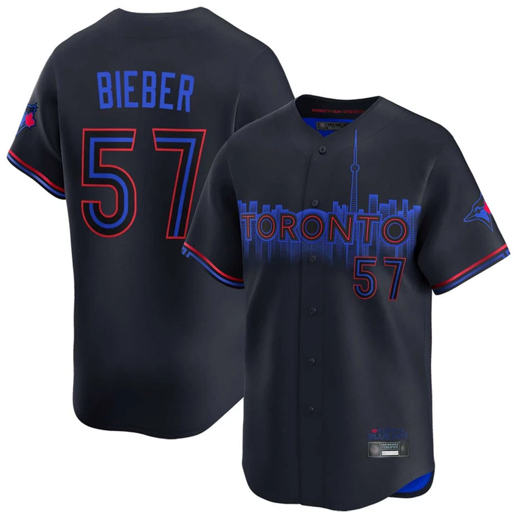 Ndoa T.Blue Jays #57 Shane Bieber Player Black City Connect Limited Home Stitched Jerseys