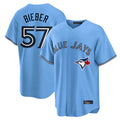 Ndoa T.Blue Jays #57 Shane Bieber Player Blue Home Stitched Jerseys