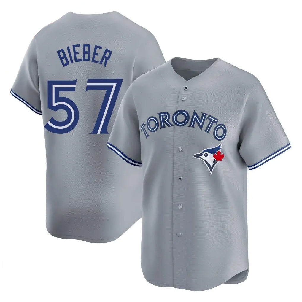 Ndoa T.Blue Jays #57 Shane Bieber Player Gray Home Stitched Jerseys
