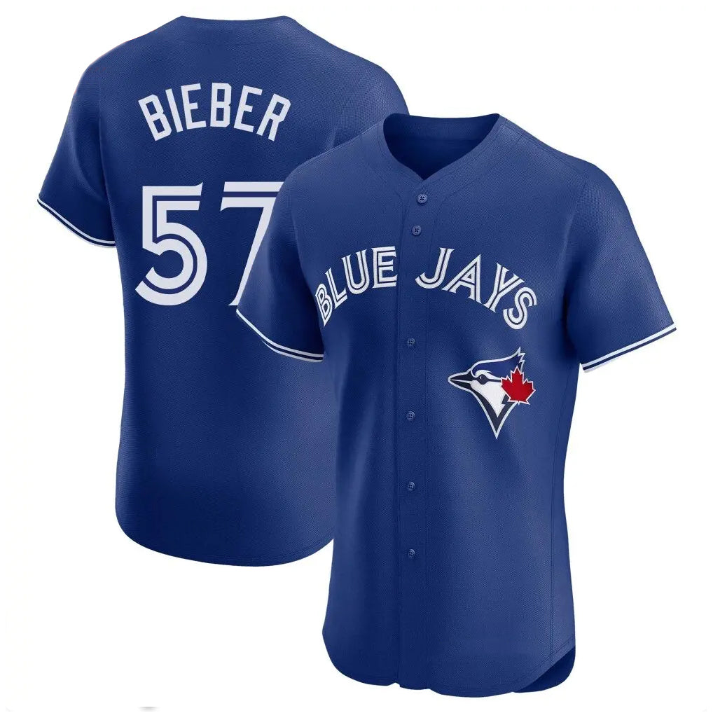 Ndoa T.Blue Jays #57 Shane Bieber Player Royal Elite Home Limited Stitched Jerseys