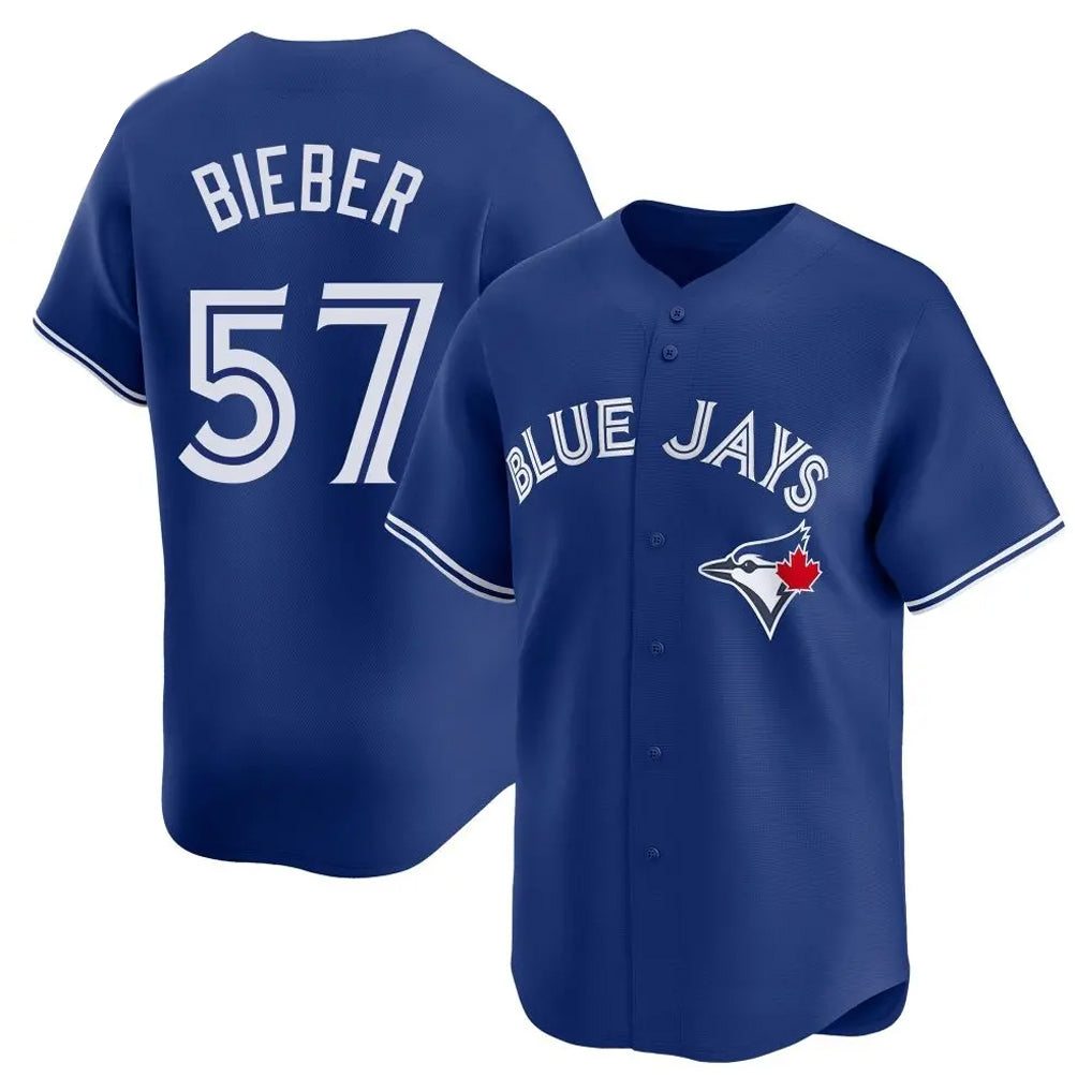 Ndoa T.Blue Jays #57 Shane Bieber Player Royal Home Stitched Jerseys