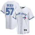 Ndoa T.Blue Jays #57 Shane Bieber Player White Game Stitched Jerseys