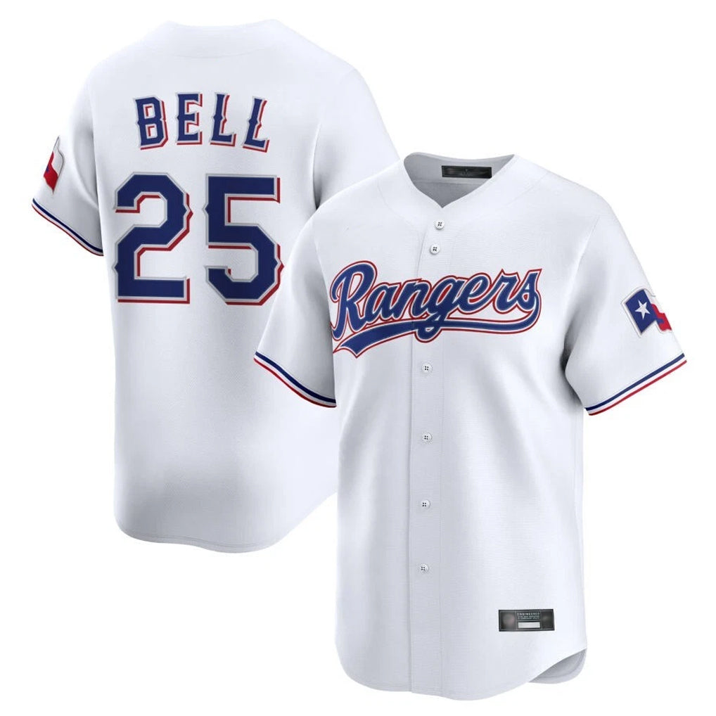 Ndoa T.Rangers #25 Buddy Bell Player White Home Limited Stitched Jerseys